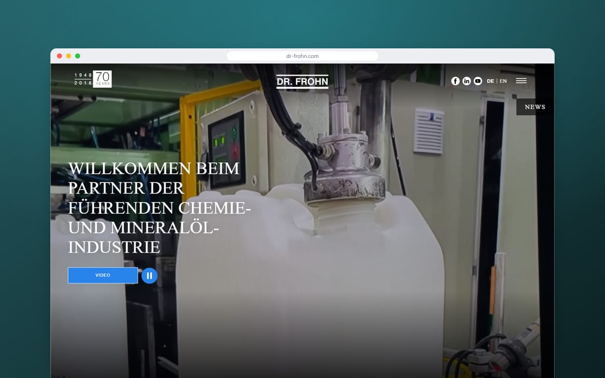 Startseite von Dr. Frohn in einem Browserfenster