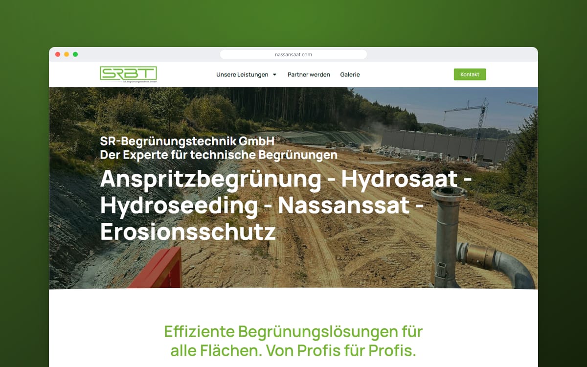 Startseite von Nassansaat in einem Browserfenster